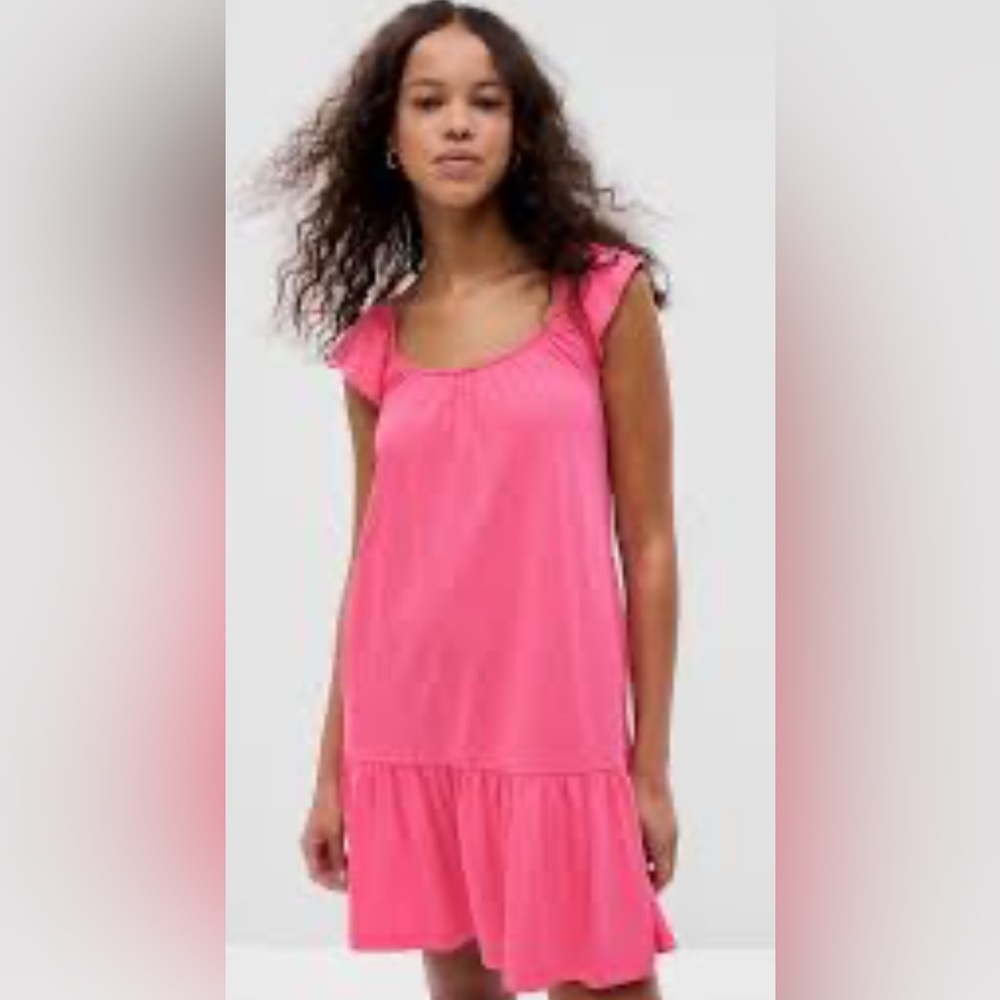 GAP - Pink Ruffled Crossing Straped Summer Dress